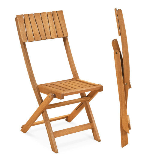 2 Pack Folding Chairs Sturdy Wood Dining Chairs with Slatted Backrest and Seat LuxuryLifeWay Online Store