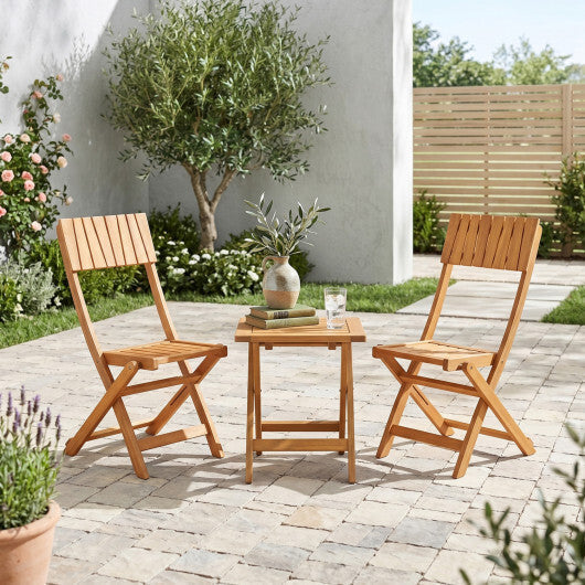 2 Pack Folding Chairs Sturdy Wood Dining Chairs with Slatted Backrest and Seat LuxuryLifeWay Online Store