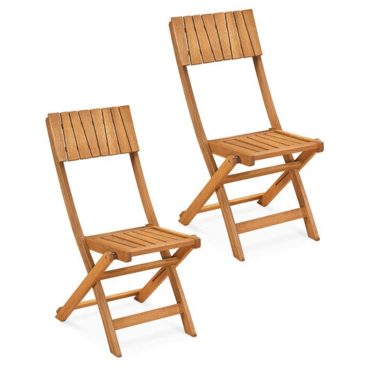 2 Pack Folding Chairs Sturdy Wood Dining Chairs with Slatted Backrest and Seat LuxuryLifeWay Online Store