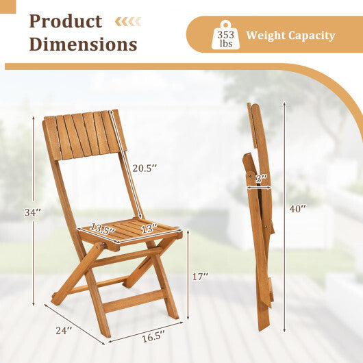 2 Pack Folding Chairs Sturdy Wood Dining Chairs with Slatted Backrest and Seat LuxuryLifeWay Online Store