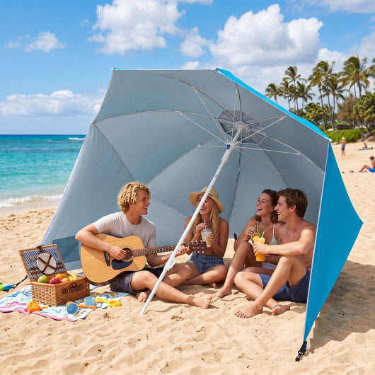 2-in-1 Beach Shelter Umbrella UPF 50+ with Side Panels for Camping Picnic-Turquoise LuxuryLifeWay Online Store