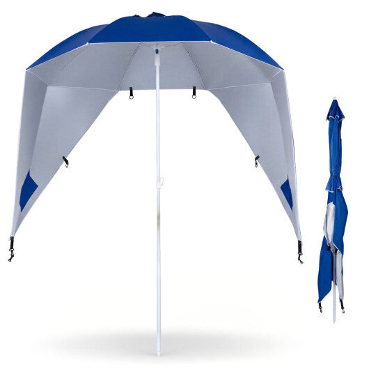 2-in-1 Beach Shelter Umbrella UPF 50+ with Side Panels for Camping Picnic-Turquoise LuxuryLifeWay Online Store