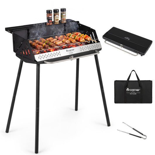 Portable Charcoal Grill with Detachable Legs  Adjustable Grate and Carrying Bag LuxuryLifeWay Online Store
