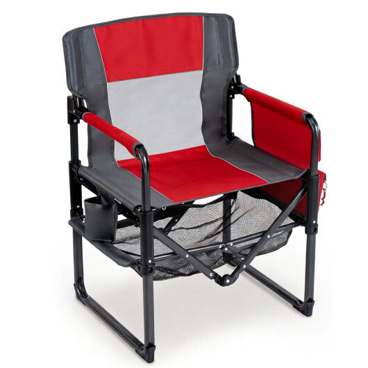 Heavy Duty Outdoor Camping Chair with Cup Holder and Side Pocket-Red LuxuryLifeWay Online Store