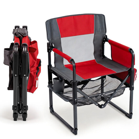 Heavy Duty Outdoor Camping Chair with Cup Holder and Side Pocket-Red LuxuryLifeWay Online Store