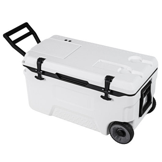 53 Quart Portable Rolling Cooler with Fish Ruler for Outdoor-White LuxuryLifeWay Online Store
