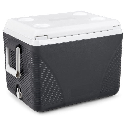 43.3 Quart Portable Hard Coolerwith Handles and 4 Cup Holders-Black LuxuryLifeWay Online Store