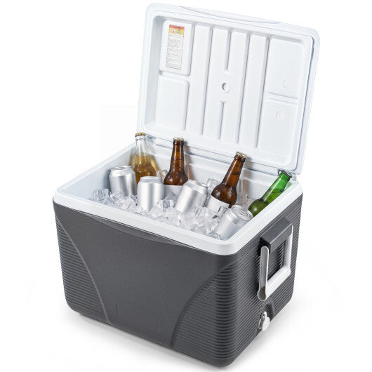 43.3 Quart Portable Hard Coolerwith Handles and 4 Cup Holders-Black LuxuryLifeWay Online Store