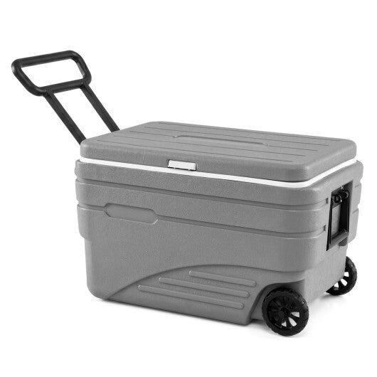 84 Quart Portable Wheeled Ice Cooler with Foldable Pull-Gray LuxuryLifeWay Online Store