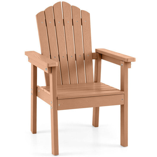 Outdoor Adirondack Chair with High Backrest and Wide Armrests for Deck Poolside-Brown LuxuryLifeWay Online Store