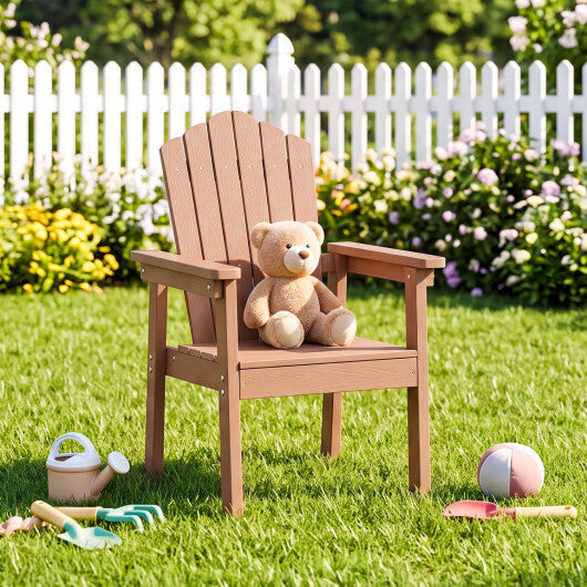 Outdoor Adirondack Chair with High Backrest and Wide Armrests for Deck Poolside-Brown LuxuryLifeWay Online Store