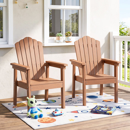 Outdoor Adirondack Chair with High Backrest and Wide Armrests for Deck Poolside-Brown LuxuryLifeWay Online Store