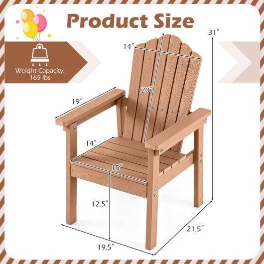 Outdoor Adirondack Chair with High Backrest and Wide Armrests for Deck Poolside-Brown LuxuryLifeWay Online Store