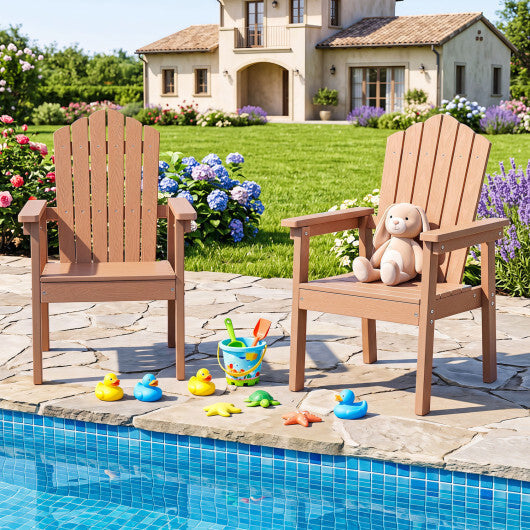 Outdoor Adirondack Chair with High Backrest and Wide Armrests for Deck Poolside-Brown LuxuryLifeWay Online Store
