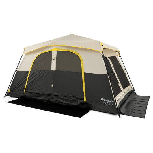 10 Person Instant Cabin Camping Tent with Rainfly 13 ft x 9 ft Portable Large Family Tent-Coffee