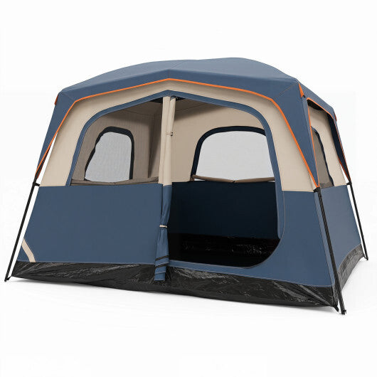 6-Person Camping Tent Easy Setup Family Cabin Tent with Top Rainfly Mesh Windows-Blue LuxuryLifeWay Online Store