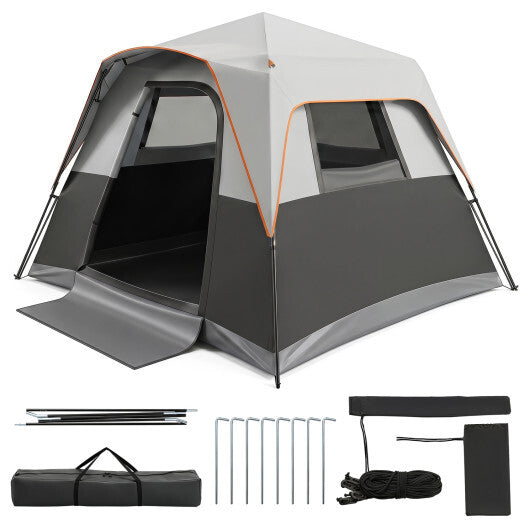 6-Person Outdoor Camping Tent Blackout Easy Setup Instant Cabin Tent with Rainfly and Carrying Bag-Grey LuxuryLifeWay Online Store