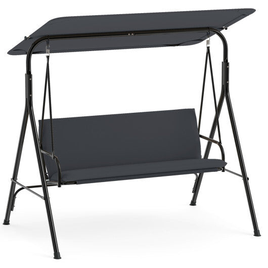3-Seat Patio Swing Chair with Adjustable Canopy & Removable Cushion-Gray LuxuryLifeWay Online Store