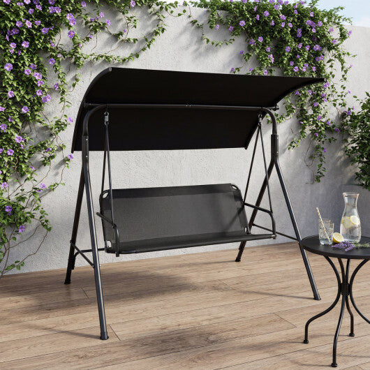 3-Seat Outdoor Patio Swing Chair with Breathable Mesh Fabrics-Black LuxuryLifeWay Online Store