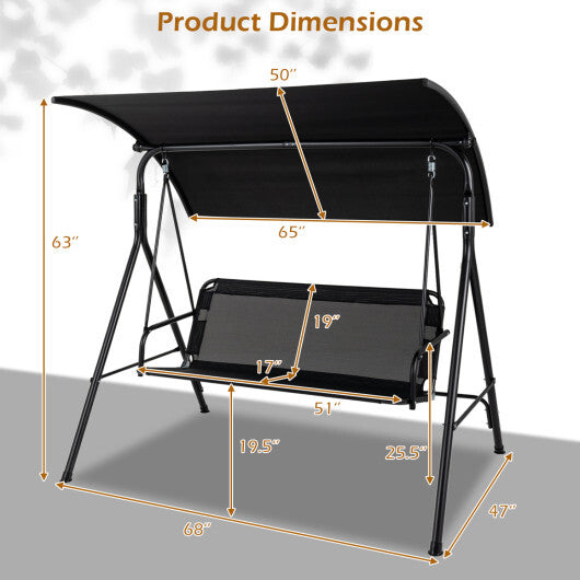 3-Seat Outdoor Patio Swing Chair with Breathable Mesh Fabrics-Black LuxuryLifeWay Online Store