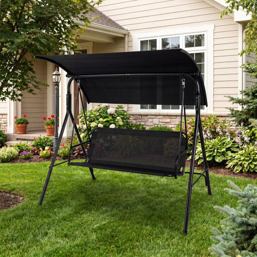 3-Seat Outdoor Patio Swing Chair with Breathable Mesh Fabrics-Black LuxuryLifeWay Online Store