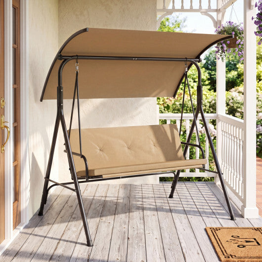 Patio Swing Chair with Adjustable Canopy & Removable Cushion and Metal Stand-Navy