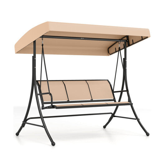 3-Seat Patio Swing Chair with Adjustable Canopy -Black LuxuryLifeWay Online Store