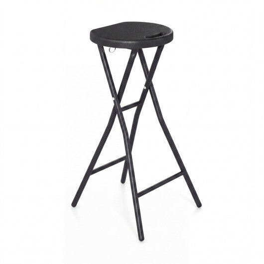 27.5" Folding Bar Stool with HDPE Seat & Carry Handle for Kitchen Bar Fishing-Black LuxuryLifeWay Online Store