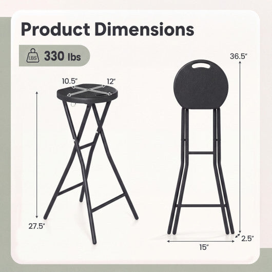 27.5" Folding Bar Stool with HDPE Seat & Carry Handle for Kitchen Bar Fishing-Black LuxuryLifeWay Online Store