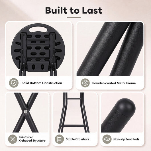 Set of 2 Folding Bar Stool 27.5" with HDPE Seat & Carry Handle for Kitchen Bar-Black LuxuryLifeWay Online Store