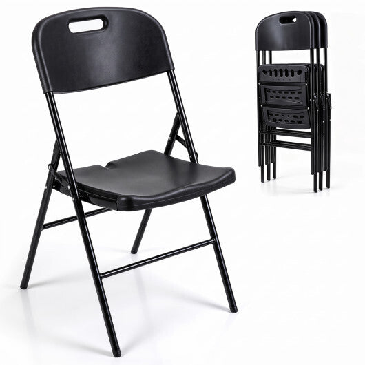 Folding Plastic Chairs 4 Pack w/ HDPE Backrest & Seat 330 LBS for Indoor Outdoor Events-Black LuxuryLifeWay Online Store