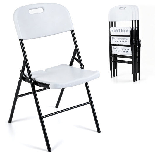 Folding Plastic Chairs 4 Pack w/ HDPE Backrest & Seat 330 LBS for Indoor Outdoor Events-Black LuxuryLifeWay Online Store