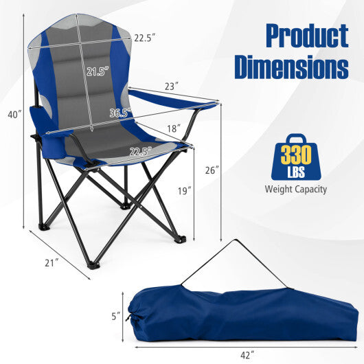 2 Pieces Folding Camping Chairs for Adults with Cup Holders-Black LuxuryLifeWay Online Store