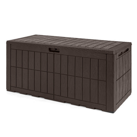 120 Gal Outdoor Deck Box with Lid and Handles for Garden Tools-Brown LuxuryLifeWay Online Store