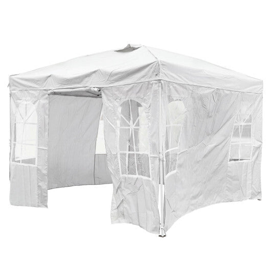 10 x 10 FT Pop Up Canopy Tent with 4 Sidewalls and Adjustable Height Waterproof-White LuxuryLifeWay Online Store