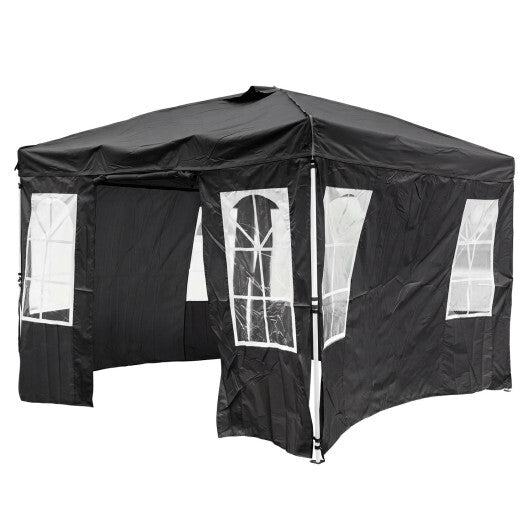 10 x 10 FT Pop Up Canopy Tent with 4 Sidewalls and Adjustable Height Waterproof-White LuxuryLifeWay Online Store