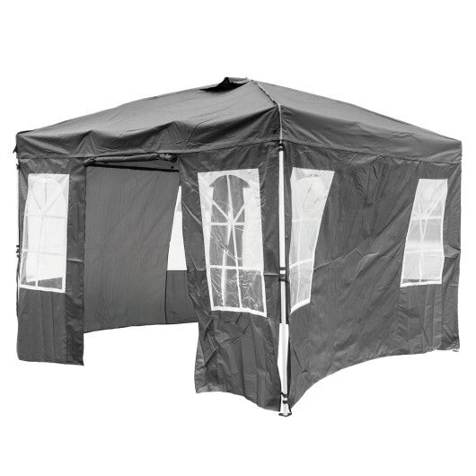 10 x 10 FT Pop Up Canopy Tent with 4 Sidewalls and Adjustable Height Waterproof-White LuxuryLifeWay Online Store