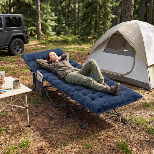 Camping Cot for Adults with Soft Padded Mat and Carrying Bag-Navy LuxuryLifeWay Online Store