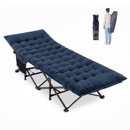 Camping Cot for Adults with Soft Padded Mat and Carrying Bag-Navy LuxuryLifeWay Online Store