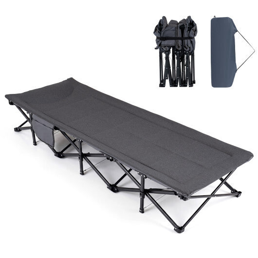 Camping Cot with  Padded Pillow and Storage Pouch for Camping Travel-Gray LuxuryLifeWay Online Store