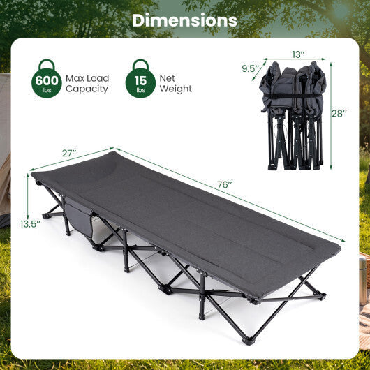 Camping Cot with  Padded Pillow and Storage Pouch for Camping Travel-Gray LuxuryLifeWay Online Store