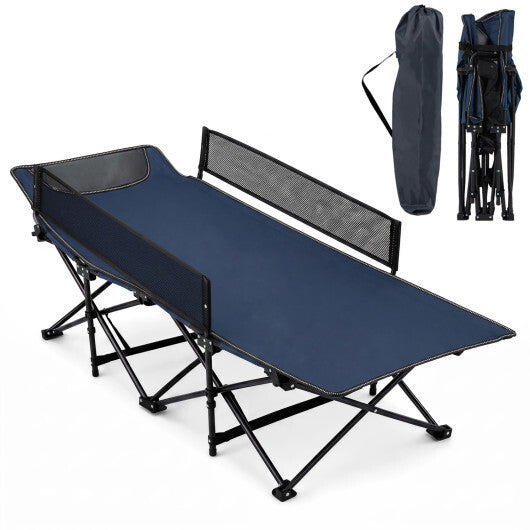 Portable Travel Toddler Cot Bed with Guardrail for Outdoor Indoor-Navy LuxuryLifeWay Online Store