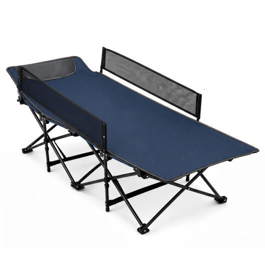 Portable Travel Toddler Cot Bed with Guardrail for Outdoor Indoor-Navy LuxuryLifeWay Online Store