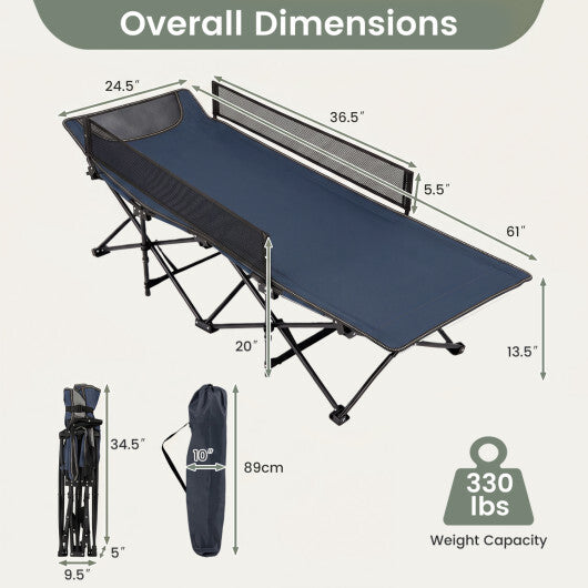 Portable Travel Toddler Cot Bed with Guardrail for Outdoor Indoor-Navy LuxuryLifeWay Online Store