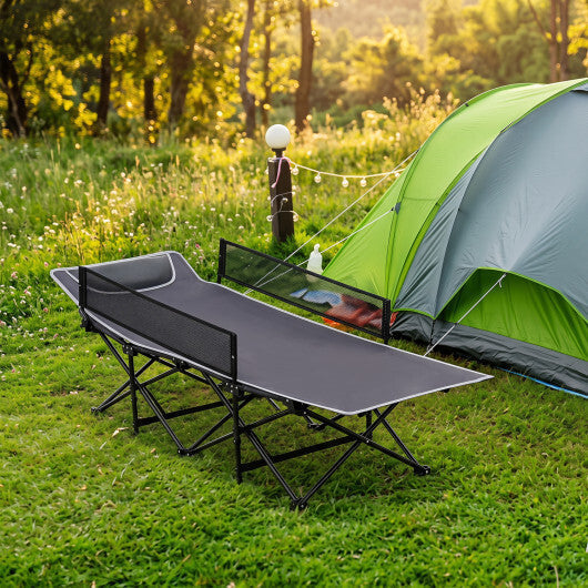 Portable Travel Toddler Cot Bed with Guardrail for Outdoor Indoor-Navy LuxuryLifeWay Online Store
