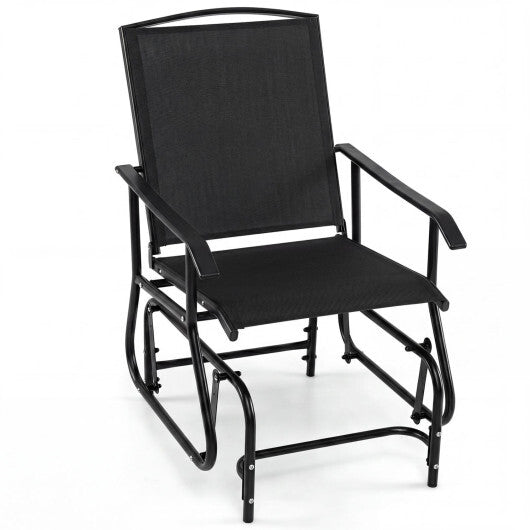 Outdoor Glider Chair with Metal Frame and Armrests-Black LuxuryLifeWay Online Store