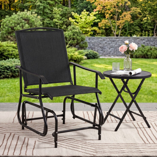Outdoor Glider Chair with Metal Frame and Armrests-Black LuxuryLifeWay Online Store