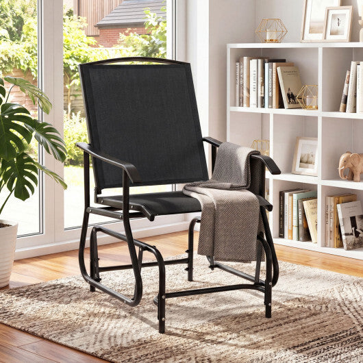 Outdoor Glider Chair with Metal Frame and Armrests-Black LuxuryLifeWay Online Store