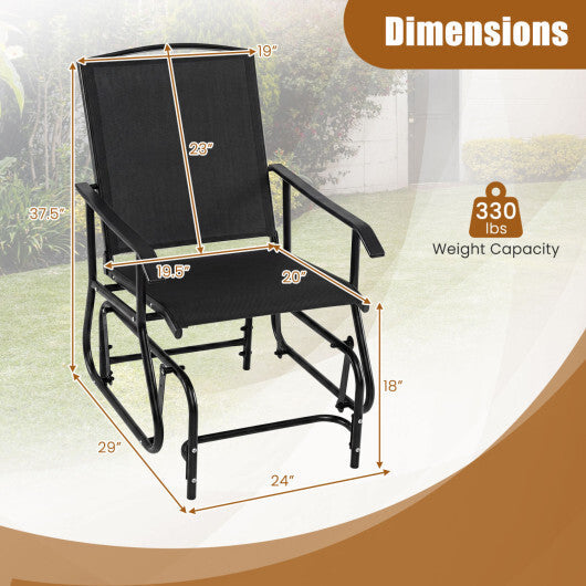 Outdoor Glider Chair with Metal Frame and Armrests-Black LuxuryLifeWay Online Store