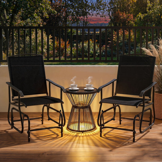 Outdoor Glider Chair with Metal Frame and Armrests-Black LuxuryLifeWay Online Store